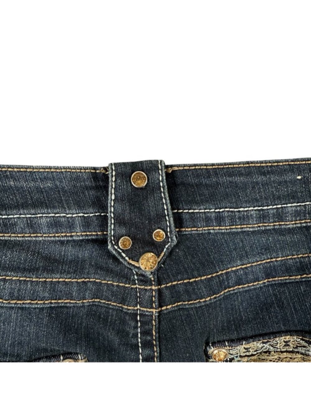 Grace In LA Jeans Womens 14 36 x 33 Blue Gold Embellished Stone Wash NWT Embroid - Picture 8 of 16